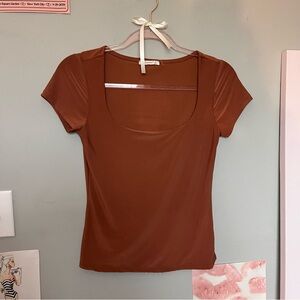 Orange/brown square neck top